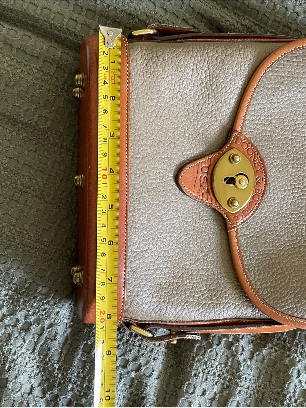 Dooney & Bourke Beige Pebbled Leather Crossbody with Tan Trim - Picture 16 of 16